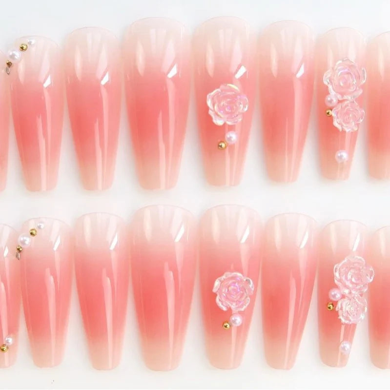 Press-On Nail Kit Floral Designs Glue-On Comfortable Fit