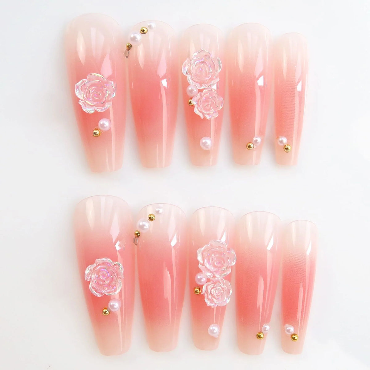 Press-On Nail Kit Floral Designs Glue-On Comfortable Fit