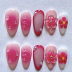 Press-On Nail Kit Floral-Embellished Long-Lasting Wear