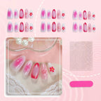 Press-On Nail Kit Floral-Embellished Long-Lasting Wear