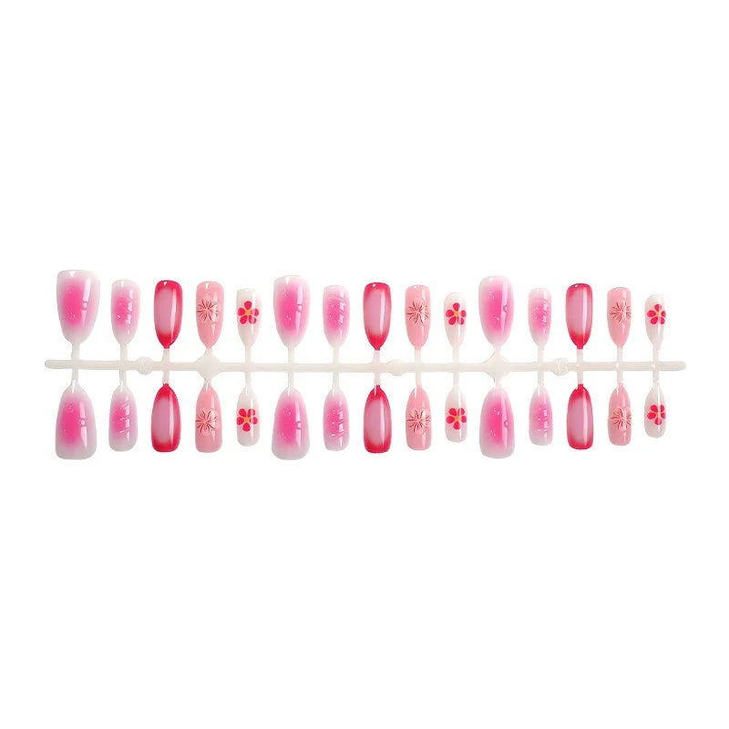 Press-On Nail Kit Floral-Embellished Long-Lasting Wear
