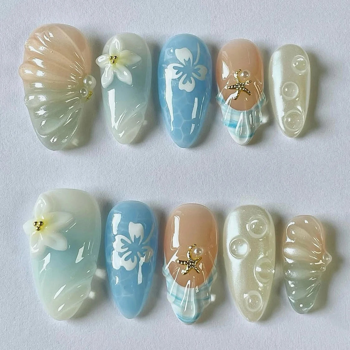 Press-On Nail Kit Floral & Gem Reusable