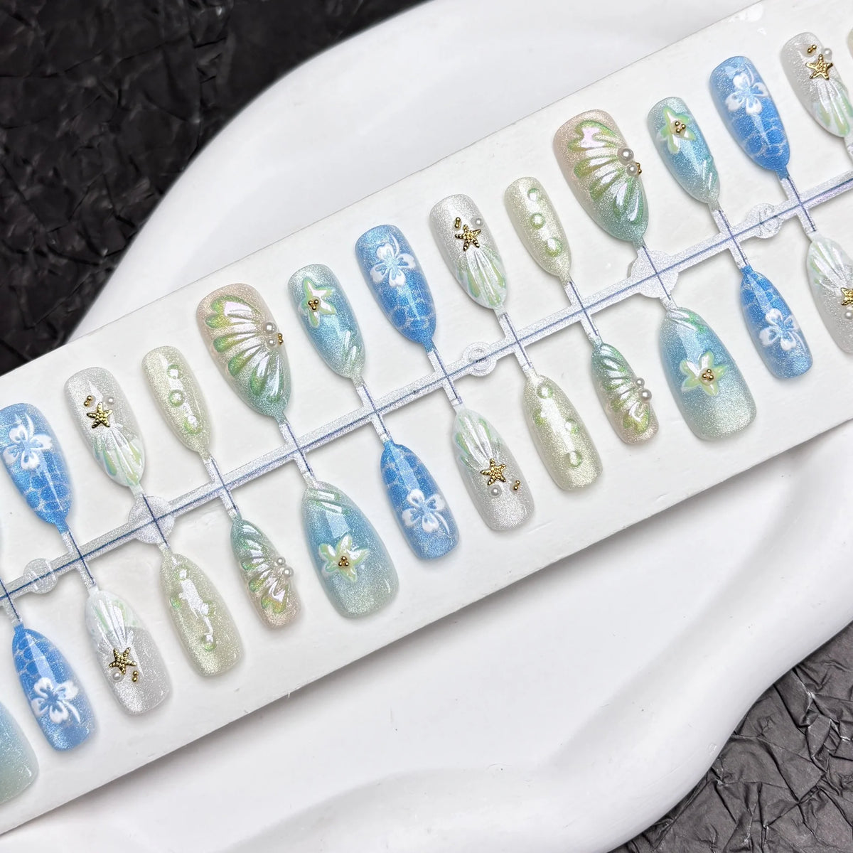 Press-On Nail Kit Floral & Gem Reusable