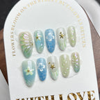 Press-On Nail Kit Floral & Gem Reusable
