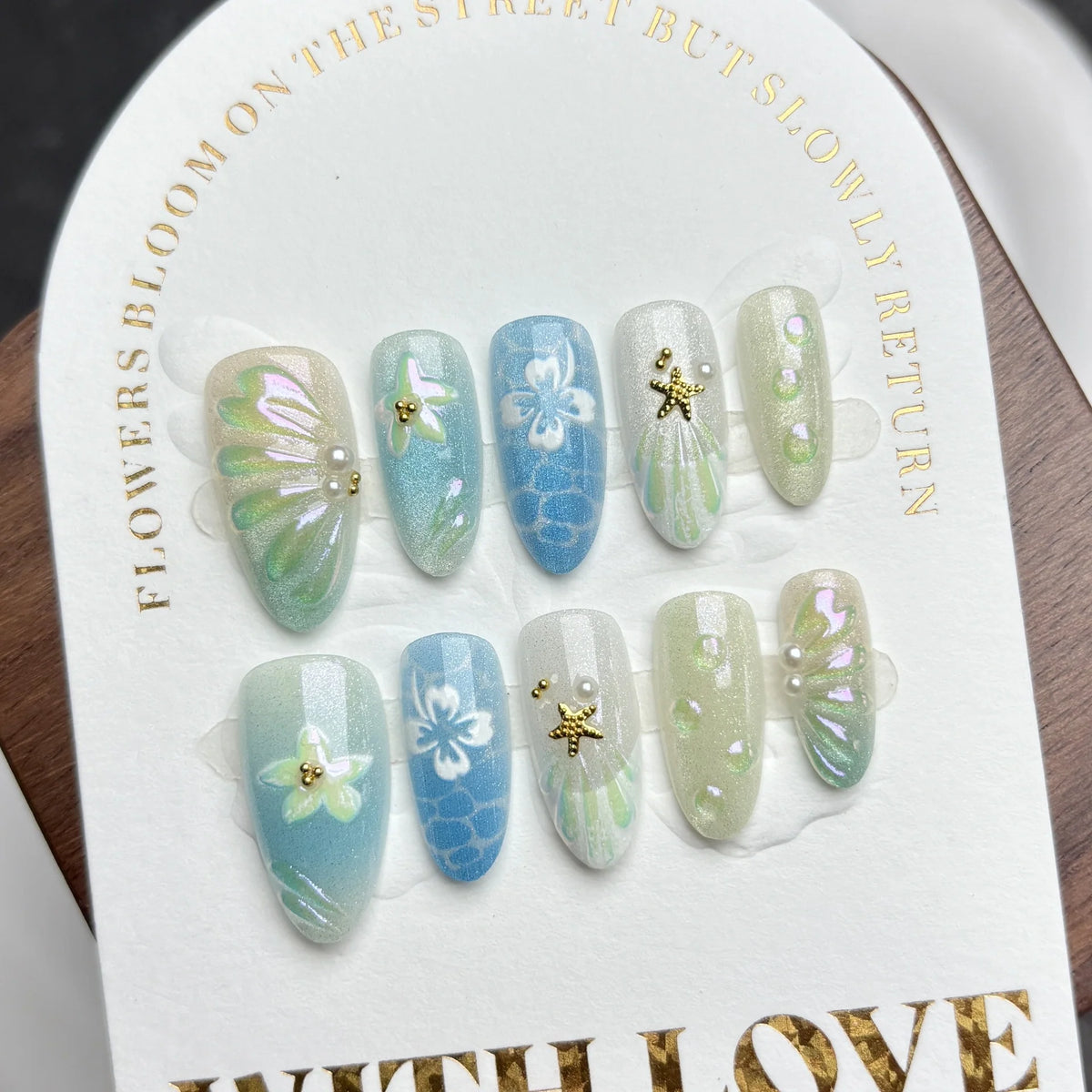 Press-On Nail Kit Floral & Gem Reusable