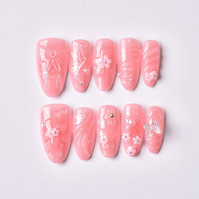 Press-On Nail Kit Floral No Glue Reusable