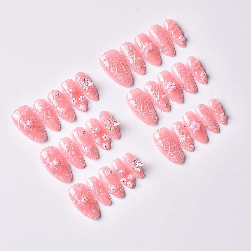 Press-On Nail Kit Floral No Glue Reusable