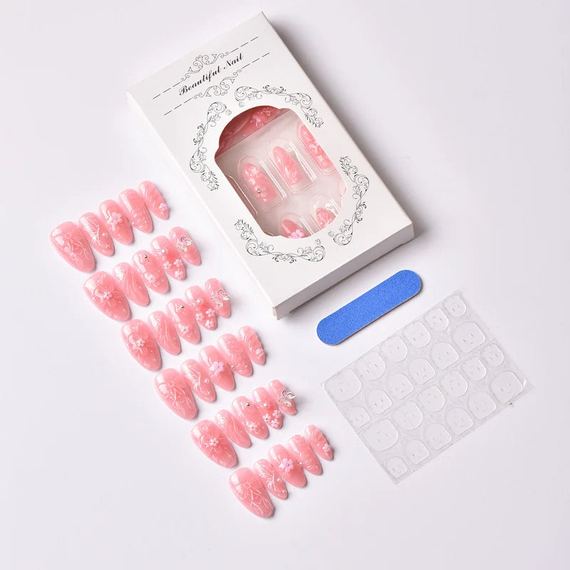 Press-On Nail Kit Floral No Glue Reusable