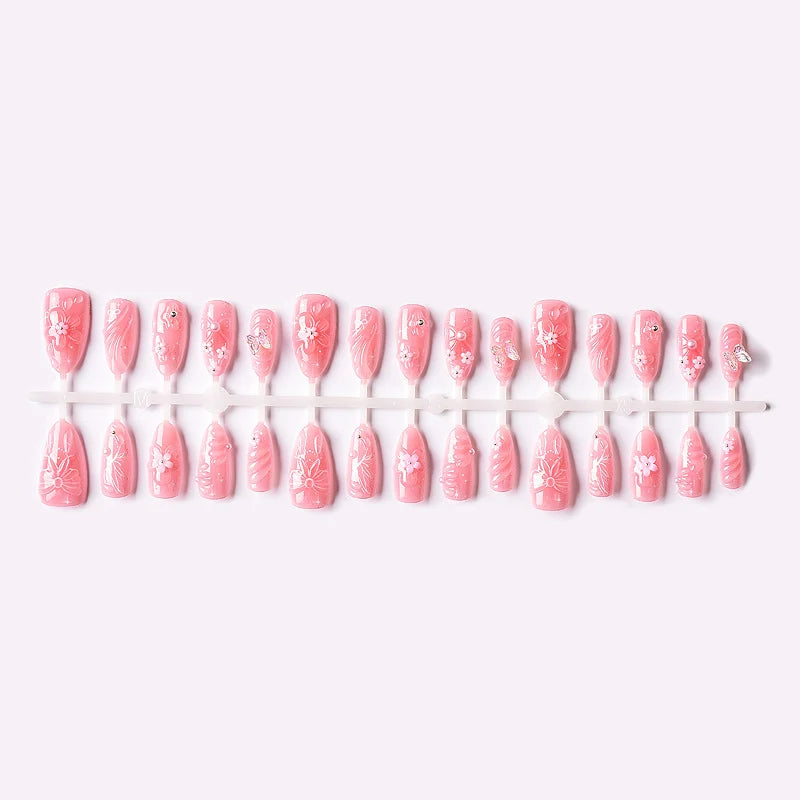 Press-On Nail Kit Floral No Glue Reusable