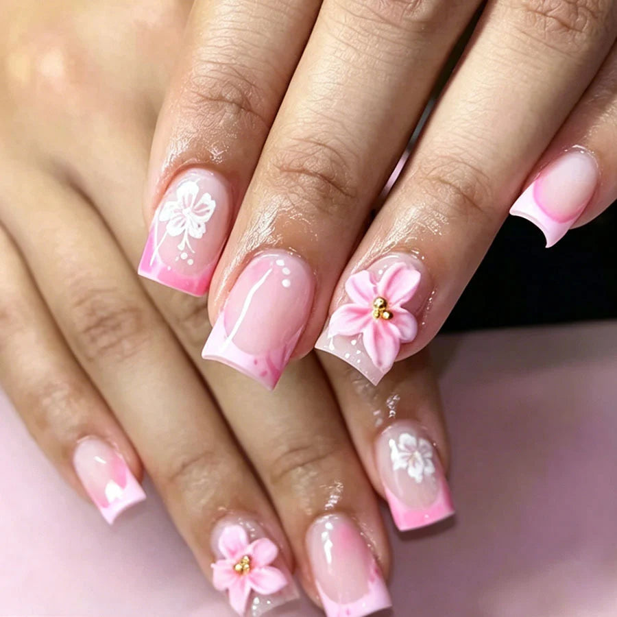 Press-On Nail Kit Floral Peel & Press