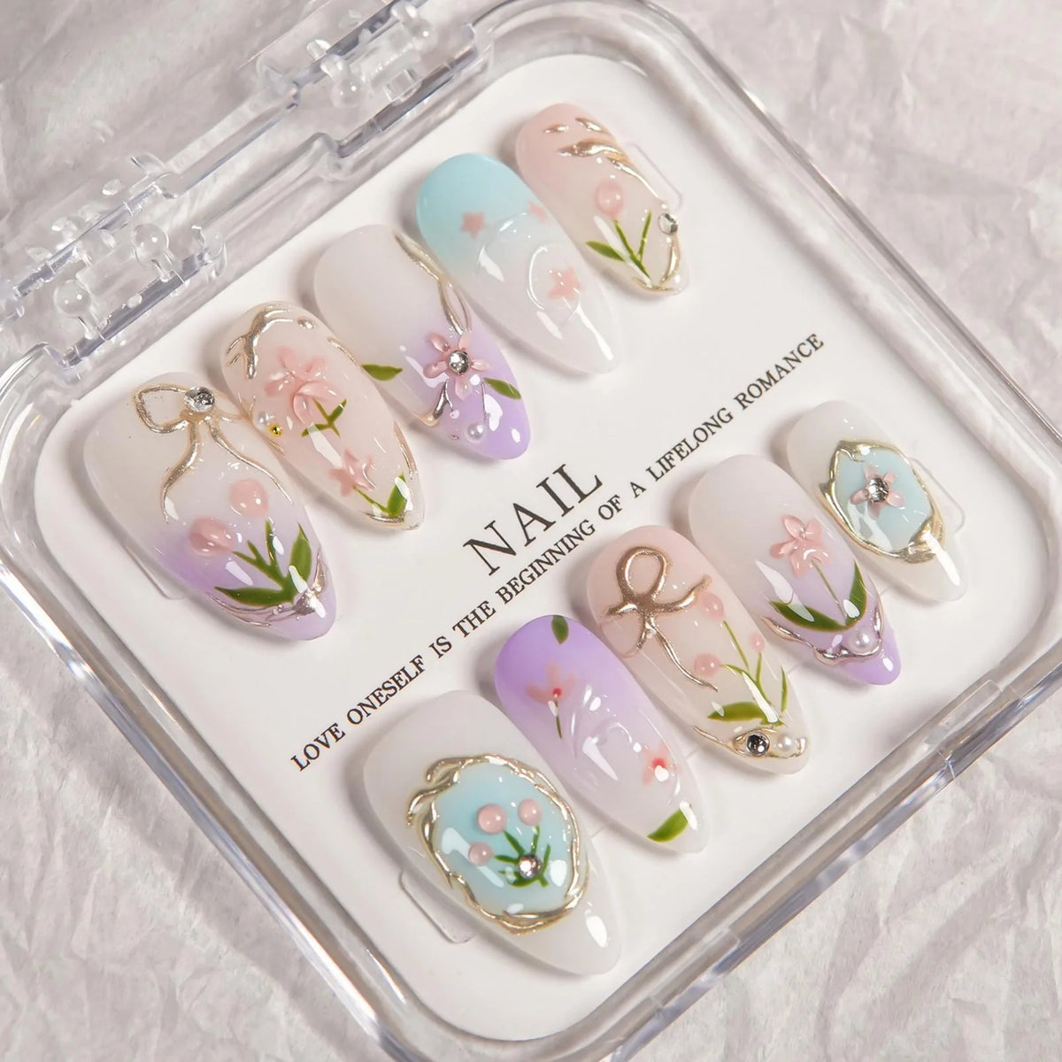 Press-On Nail Kit Floral Reusable & Long-Lasting