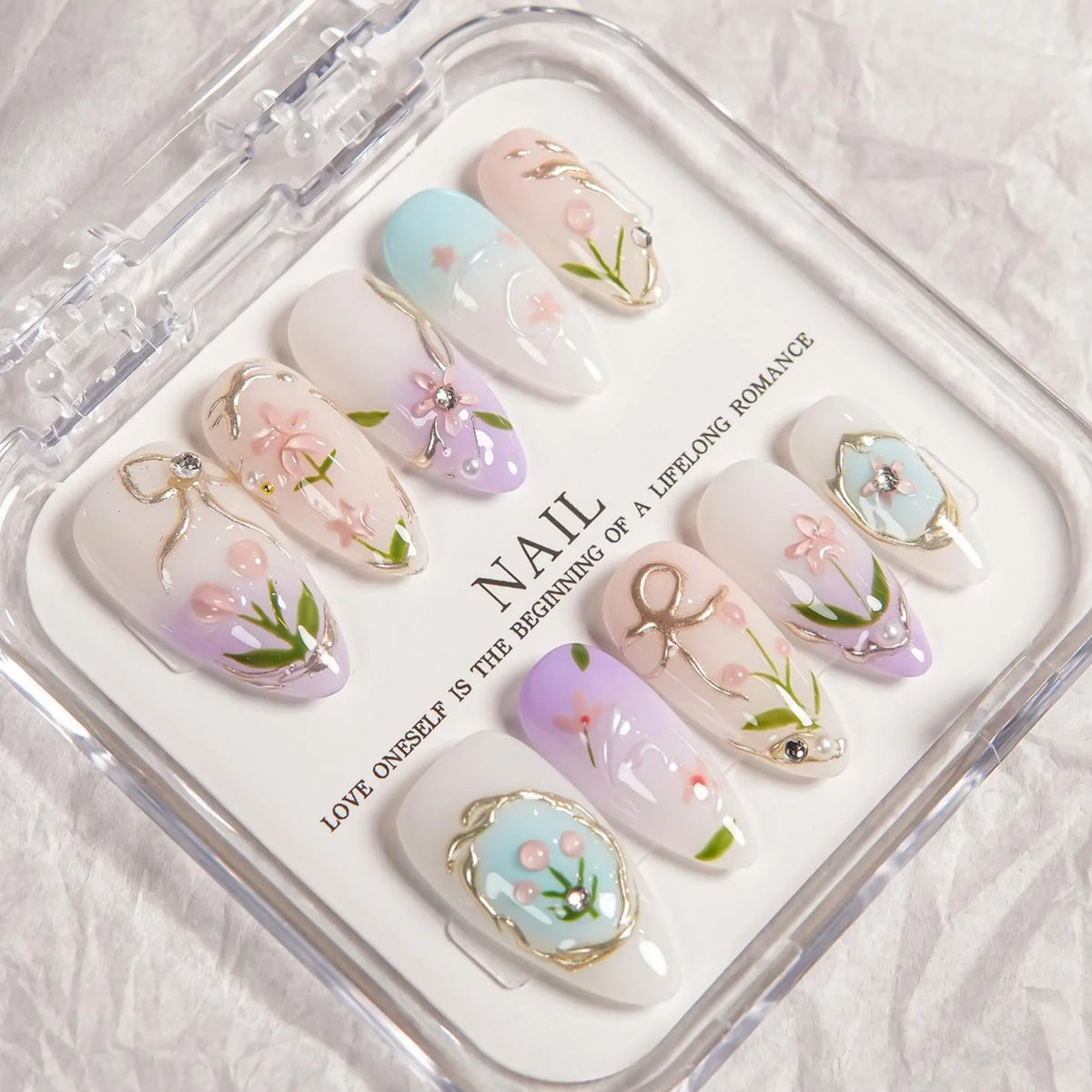 Press-On Nail Kit Floral Reusable & Long-Lasting