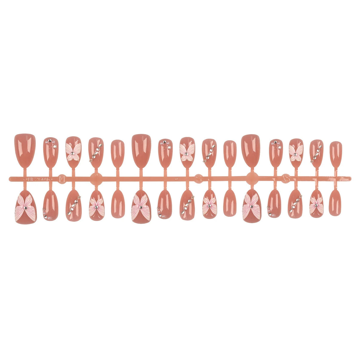 Press-On Nail Kit Floral Sparkle Adhesive Backing