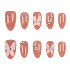 Press-On Nail Kit Floral Sparkle Adhesive Backing