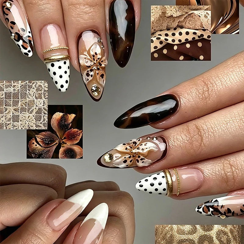 Press-On Nail Kit Floral & Textured Designs Easy Application