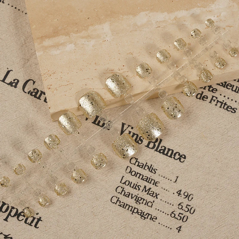 Press-On Nail Kit Glitter Accents Adhesive Backing Multiple Sizes