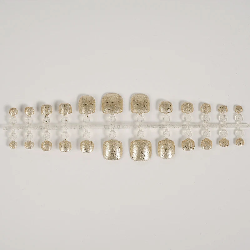 Press-On Nail Kit Glitter Accents Adhesive Backing Multiple Sizes