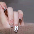 Press-On Nail Kit Glitter Bow Design Glue Included
