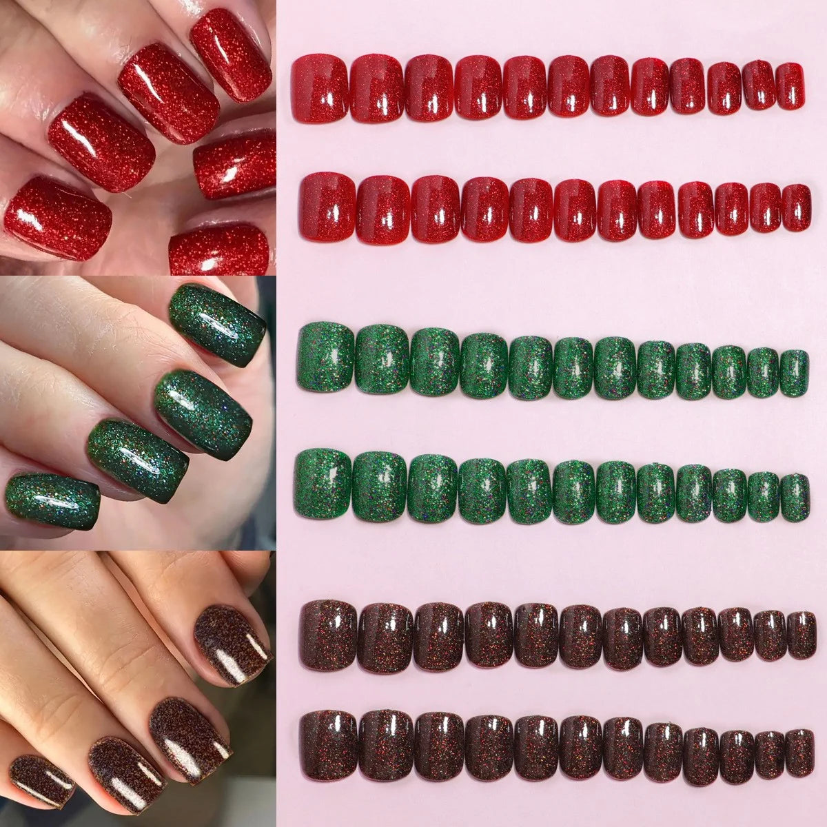 Press-On Nail Kit Glitter Finish Set of 24