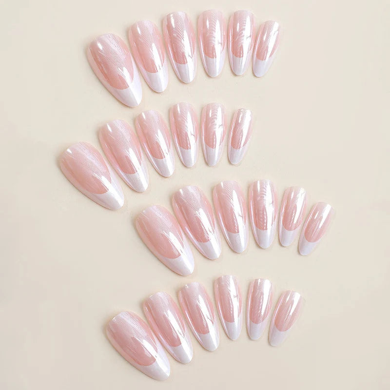 Press-On Nail Kit Glossy Almond Electroplated Finish