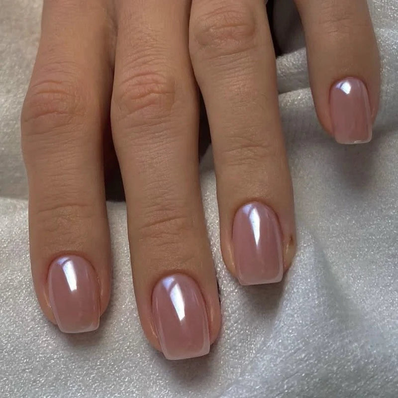 Press-On Nail Kit Glossy Almond Electroplated Finish