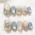 Press-On Nail Kit Gold Floral Art Long-Lasting