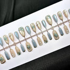 Press-On Nail Kit Gold Floral Art Long-Lasting