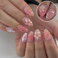 Press-On Nail Kit Hand-Painted Floral Easy-Apply Adhesive