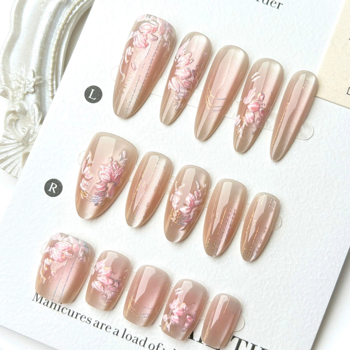 Press-On Nail Kit Intricate Floral & Multiple Sizes