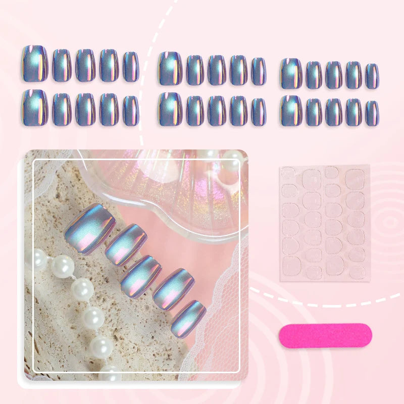 Press-On Nail Kit Iridescent Peel & Stick Multiple Sizes