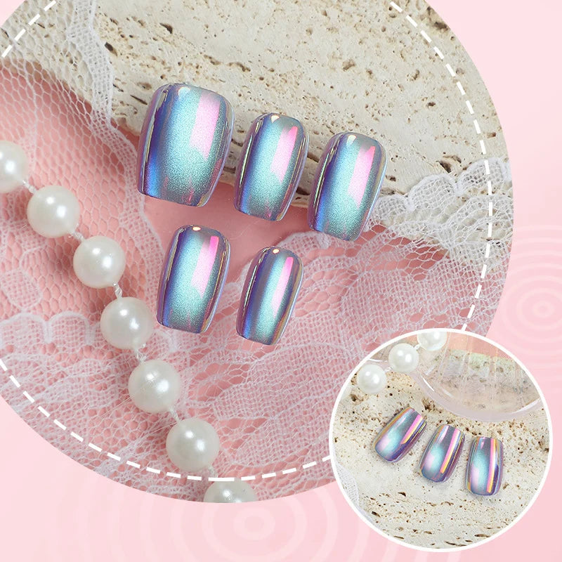Press-On Nail Kit Iridescent Peel & Stick Multiple Sizes