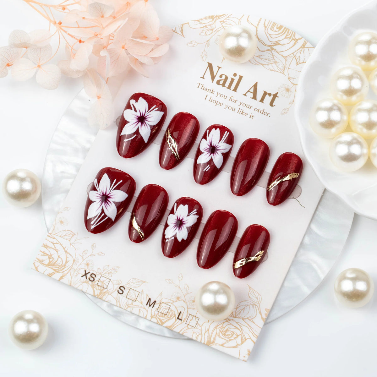 Press-On Nail Kit Navy Floral Multiple Sizes
