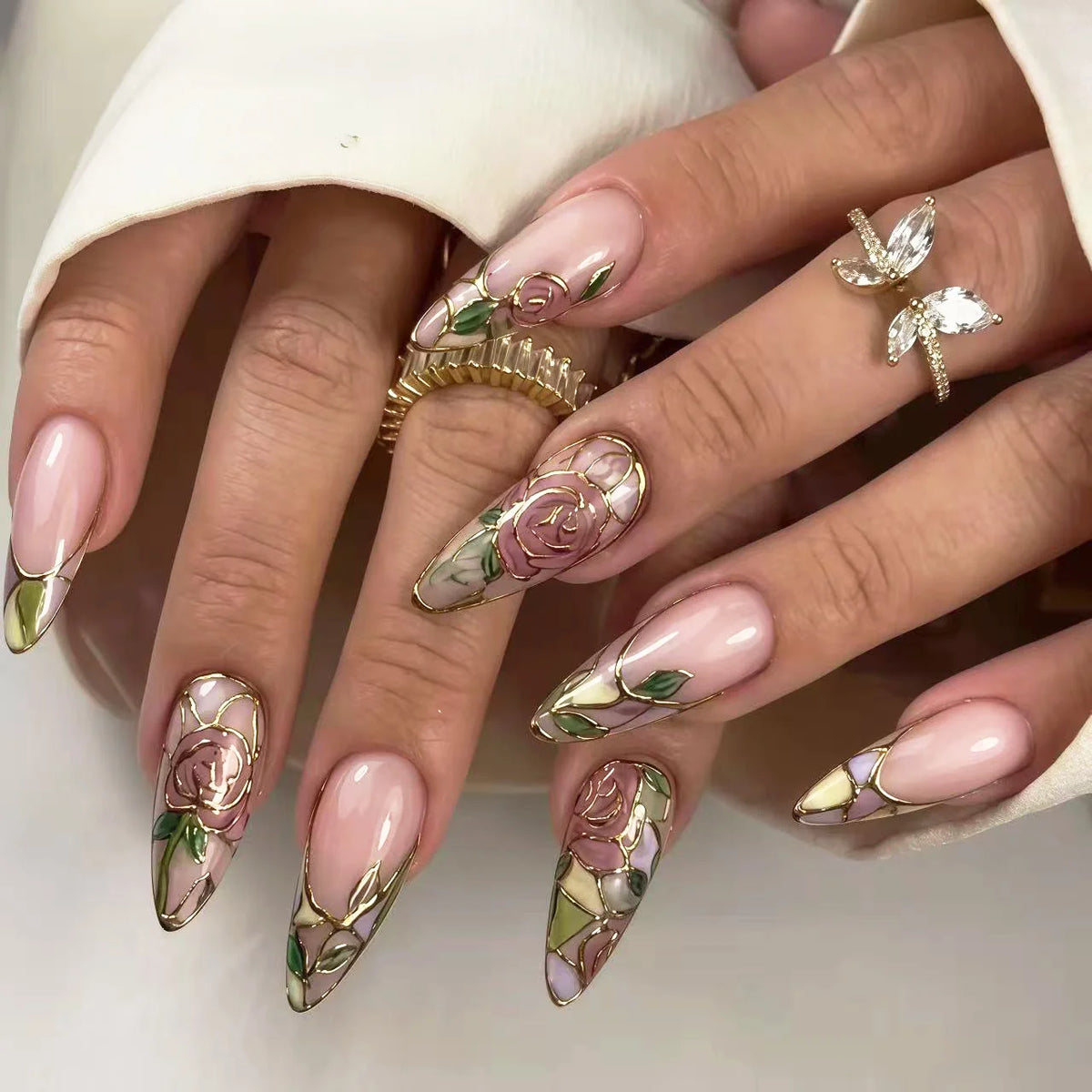 Press-On Nail Kit No-Glue & Reusable Floral Designs