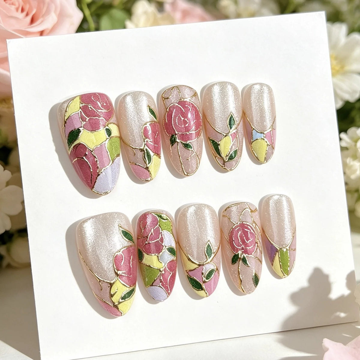 Press-On Nail Kit No-Glue & Reusable Floral Designs