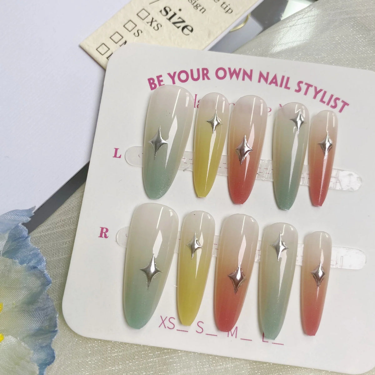 Press-On Nail Kit Ombre Gradient Starry Accents