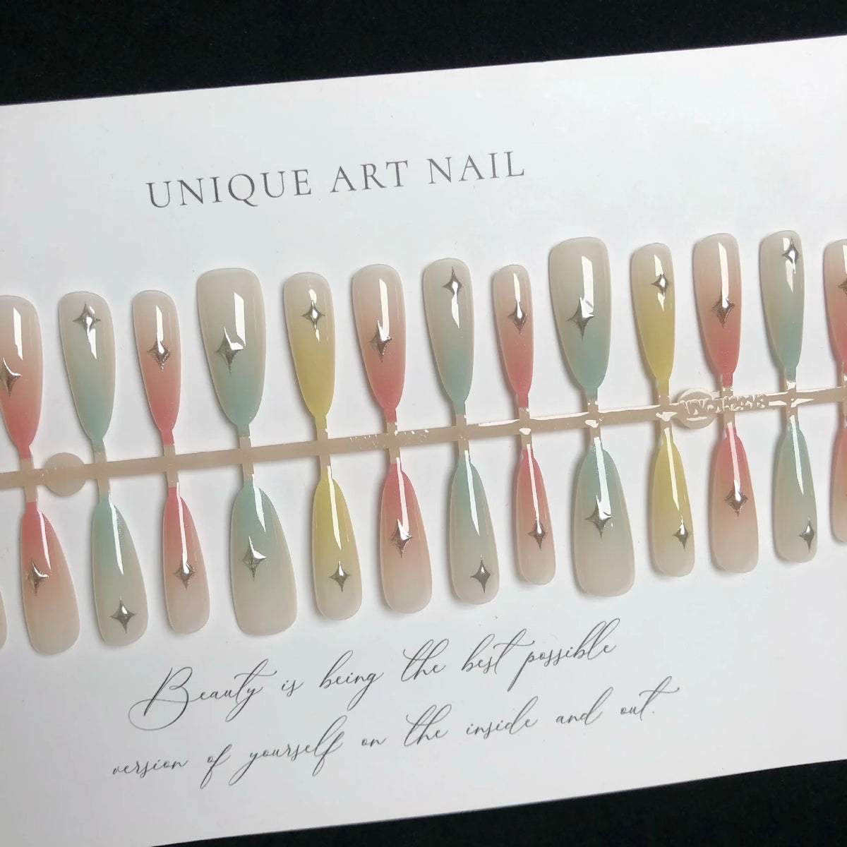Press-On Nail Kit Ombre Gradient Starry Accents