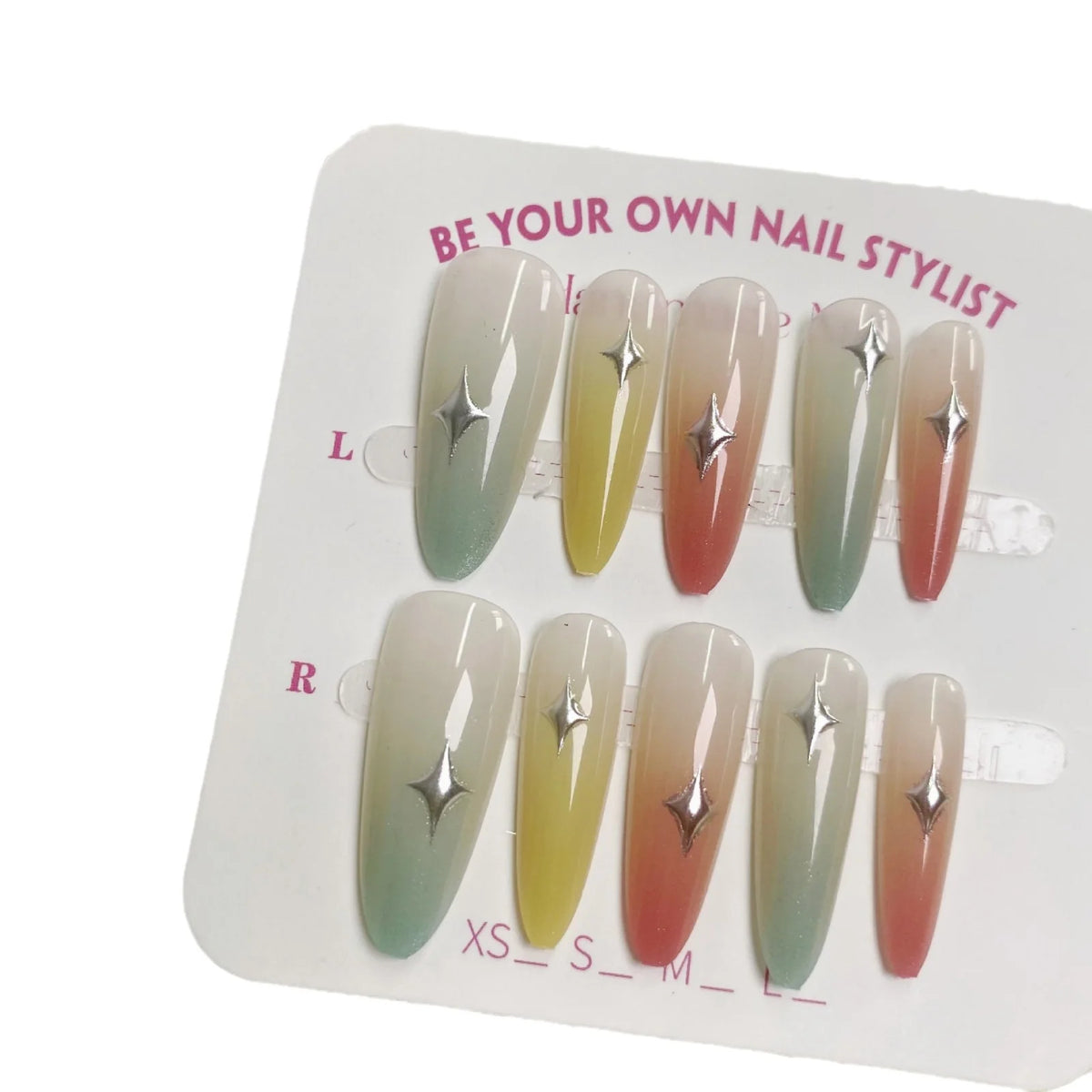 Press-On Nail Kit Ombre Gradient Starry Accents