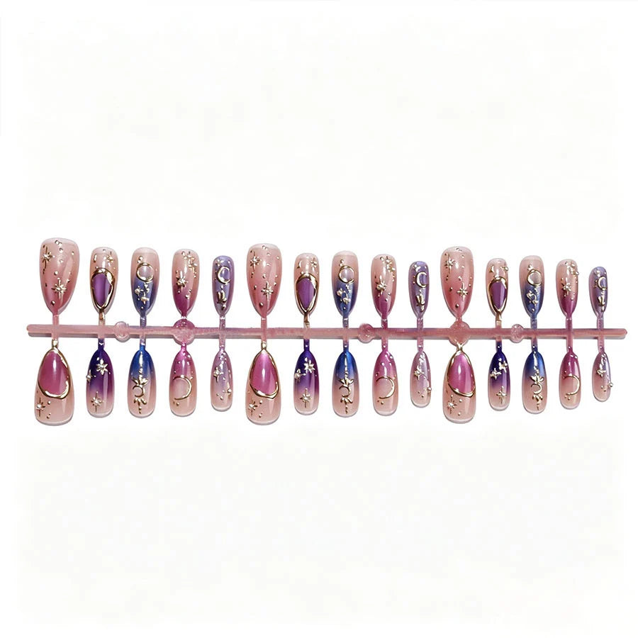 Press-On Nail Kit Reusable Celestial Star & Moon
