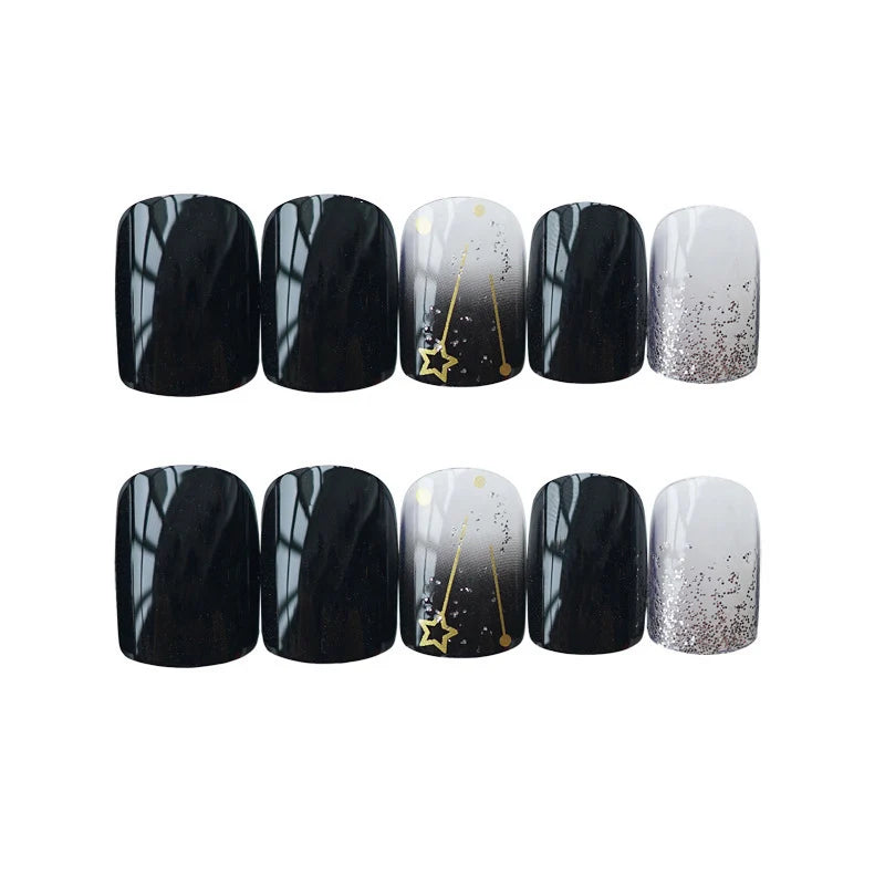 Press-On Nail Kit Reusable Glue-On Floral & Rhinestone