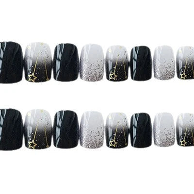 Press-On Nail Kit Reusable Glue-On Floral & Rhinestone