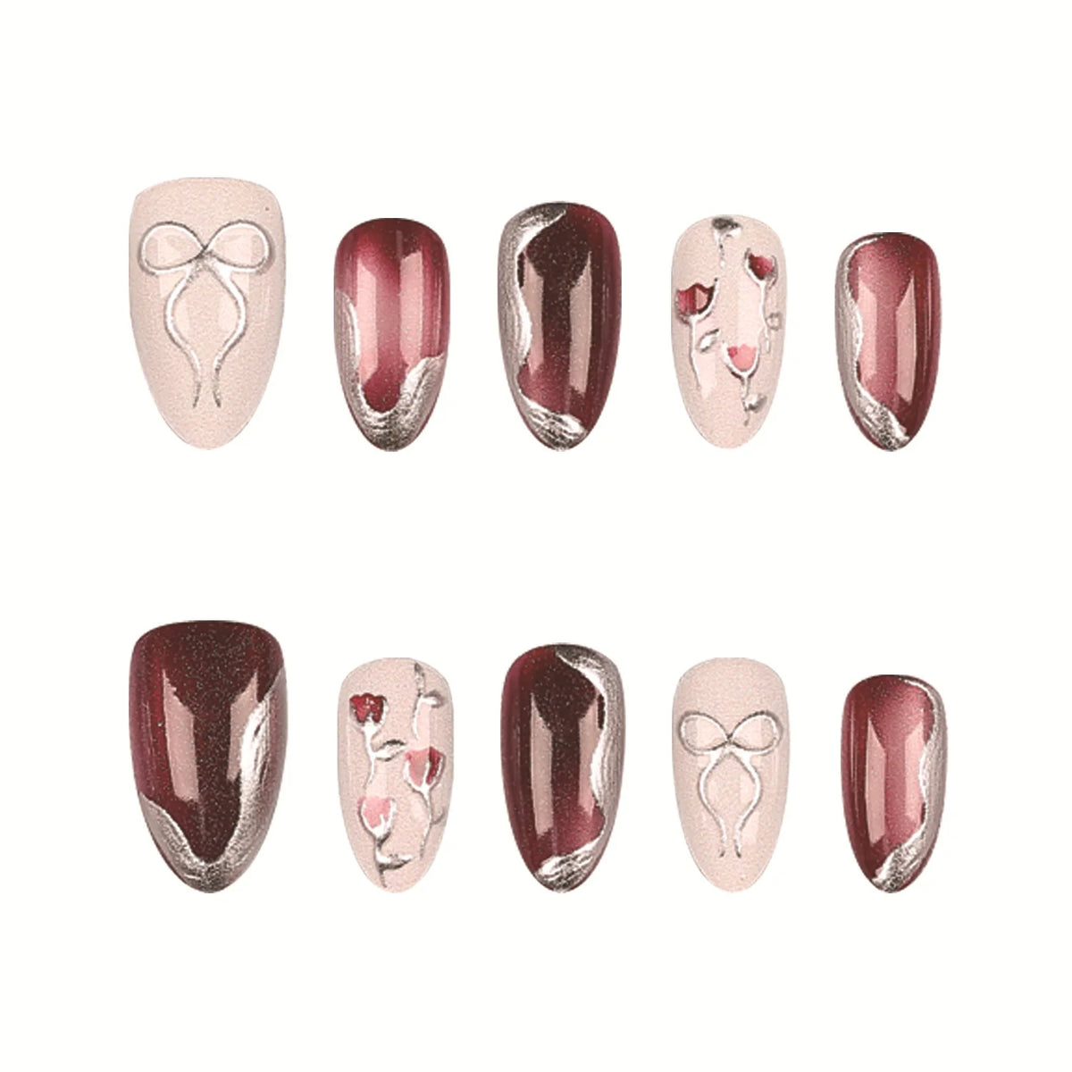 Press-On Nail Kit Salon-Quality 30 Pieces & Jelly Glue