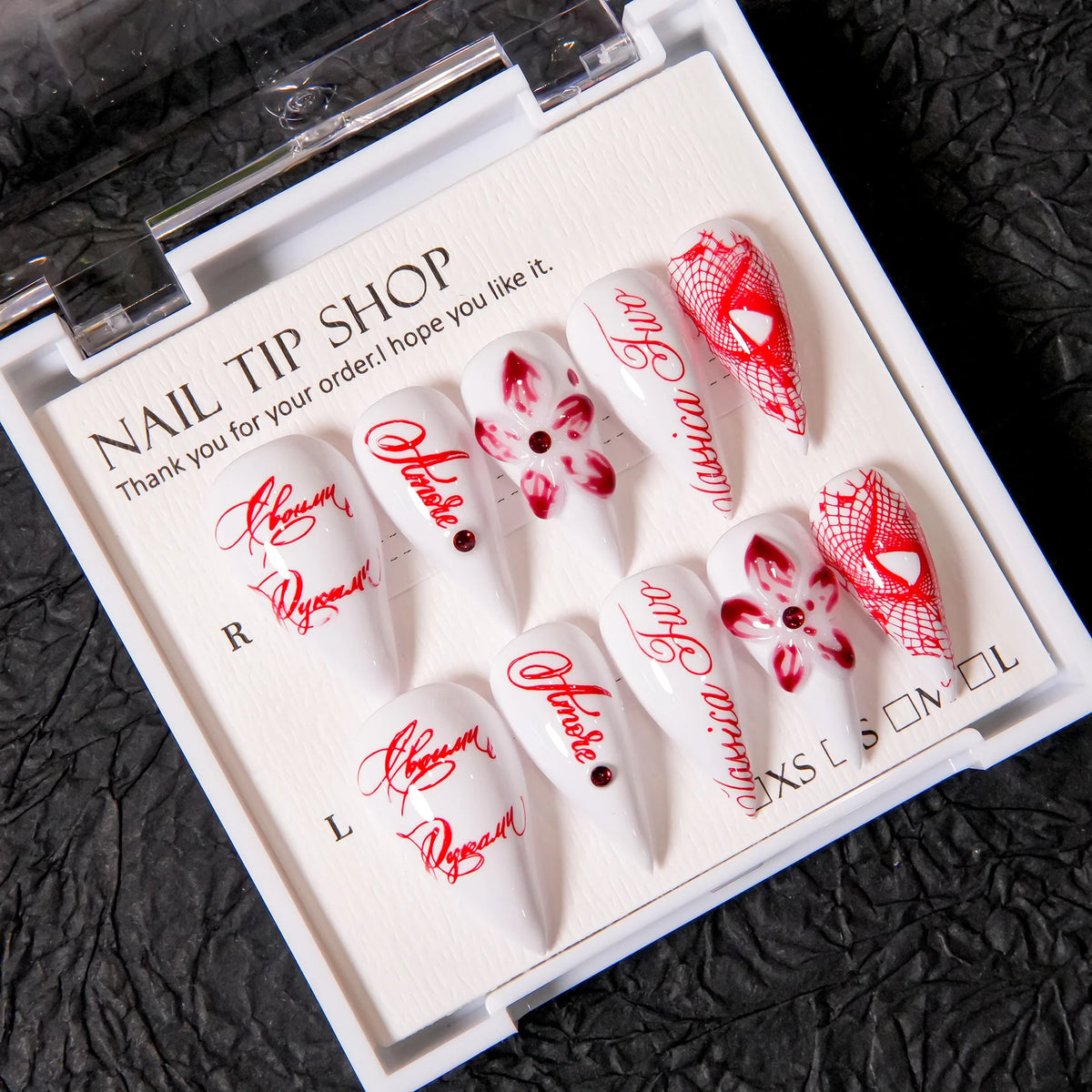 Press-On Nail Kit Short Claw Floral Adhesive Tabs