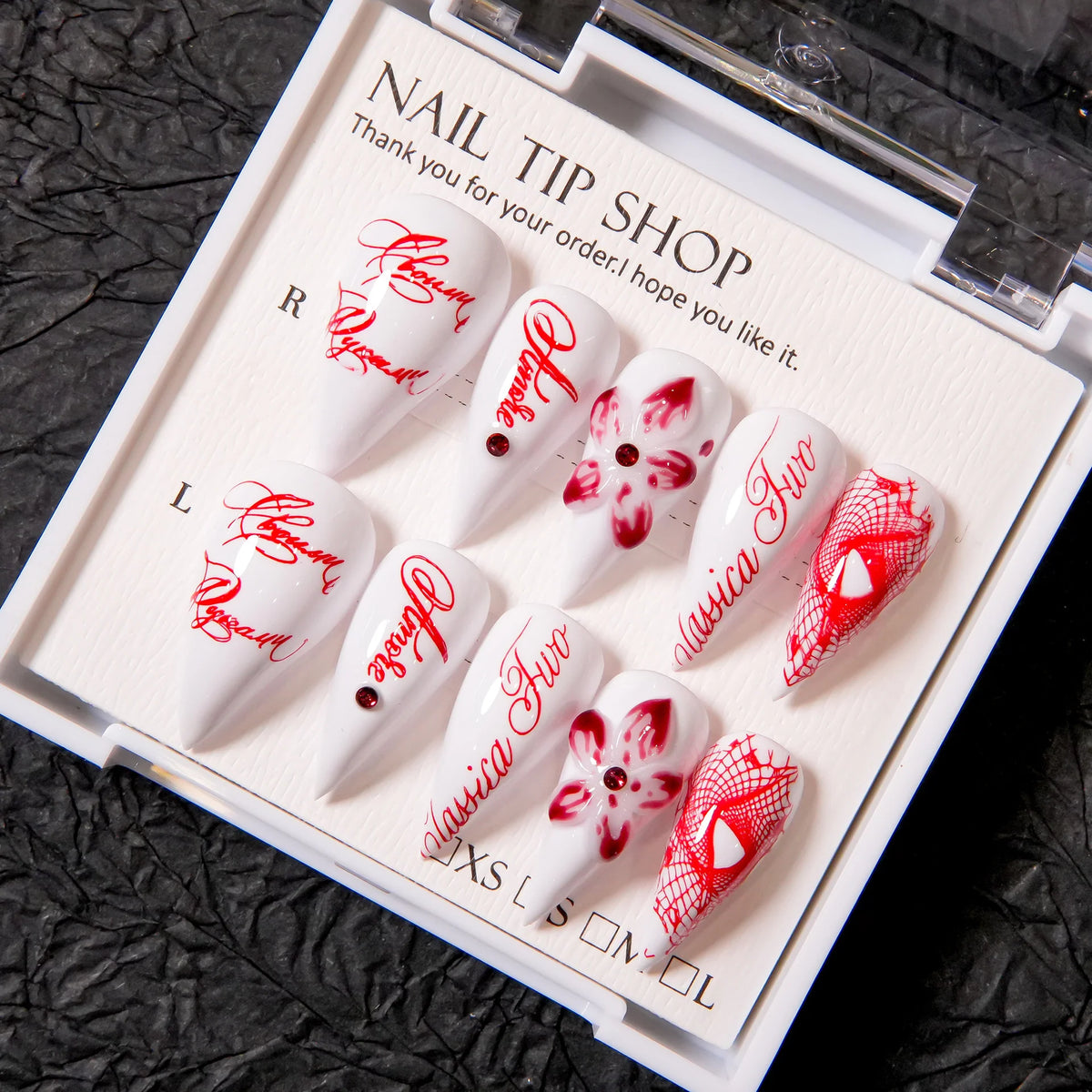 Press-On Nail Kit Short Claw Floral Adhesive Tabs