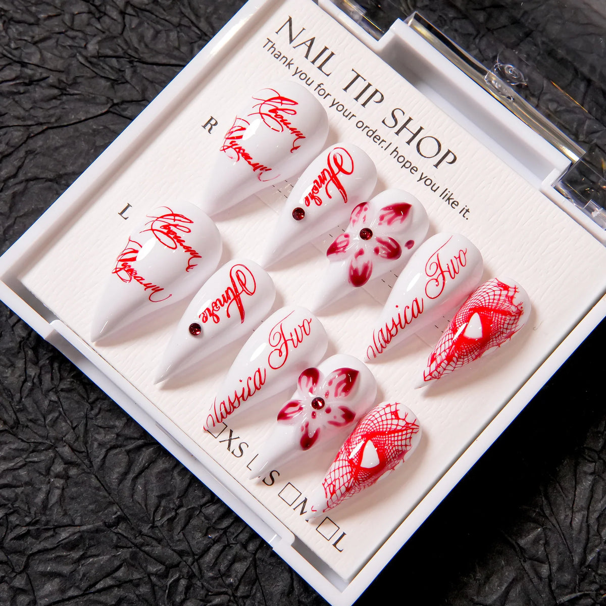 Press-On Nail Kit Short Claw Floral Adhesive Tabs