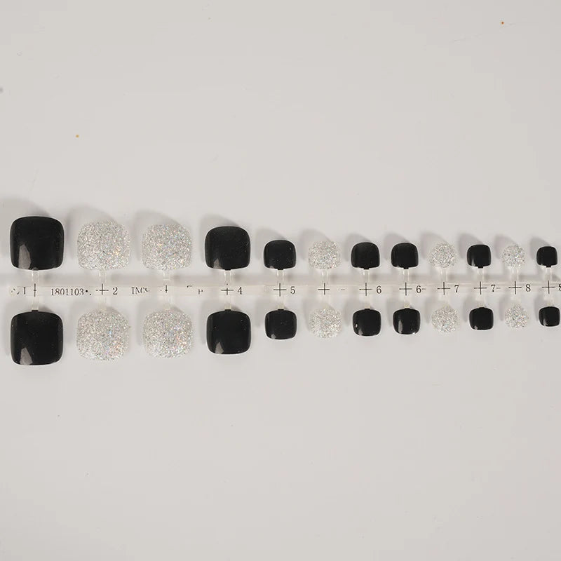 Press-On Nail Kit Sparkling Glitter & Multiple Sizes