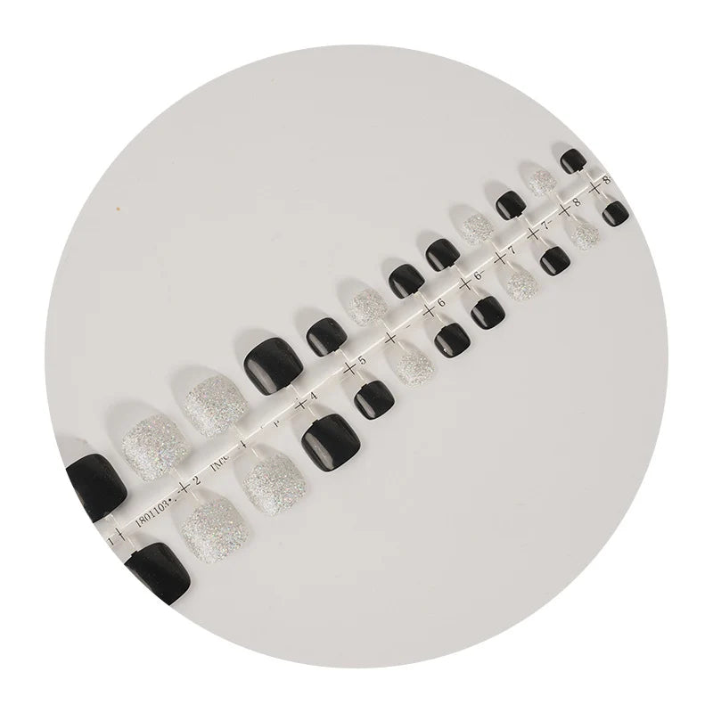 Press-On Nail Kit Sparkling Glitter & Multiple Sizes