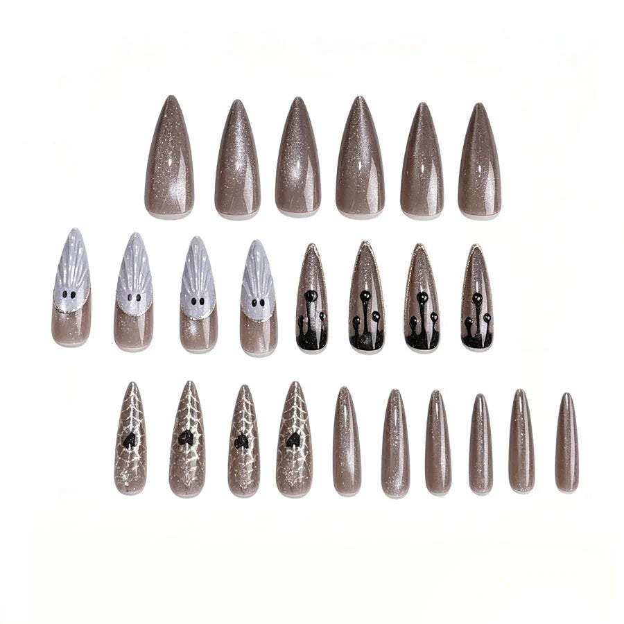 Press-On Nail Kit Stiletto Intricate Embellishments