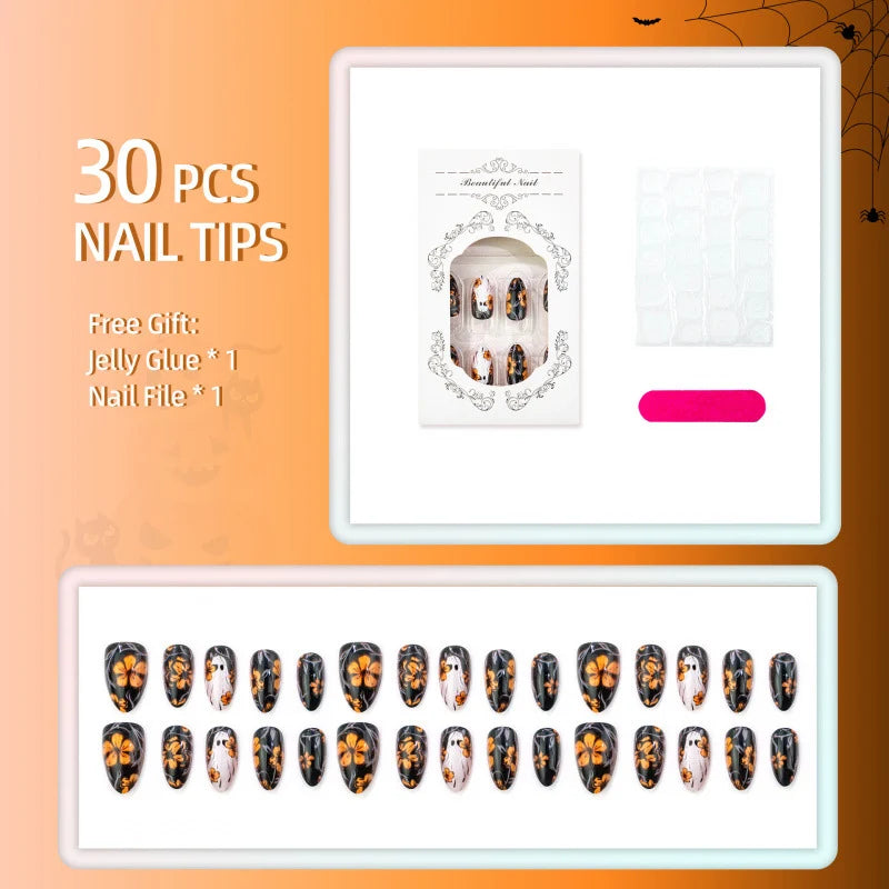 Press-On Nail Kit Vibrant Floral Easy Application
