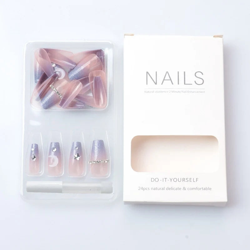 Press-On Nail Kit Yellow Natural Look 24 Pieces