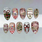 Press-On Nail Set 10-Piece Holiday Designs Reusable